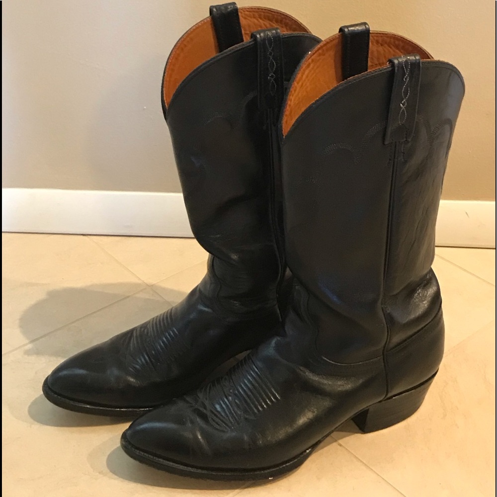 Black Leather Cowboy Boots